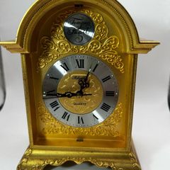 Rhythm Vintage Tempus Fugit Brass Table Clock, Working order