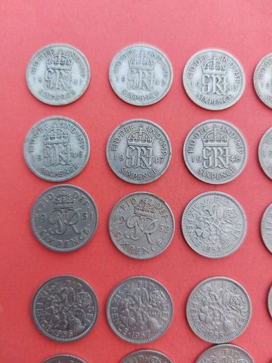 27 English Sixpence's Date Run, including key date 1952