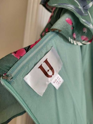 FOREVER UNIQUE green birds wide leg bardot jumpsuit Sz 12 - Rrp 249 (New)