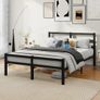Metal King Bed Frame with Headboard Mattress Foundation with Storage-Enhanced Image 7
