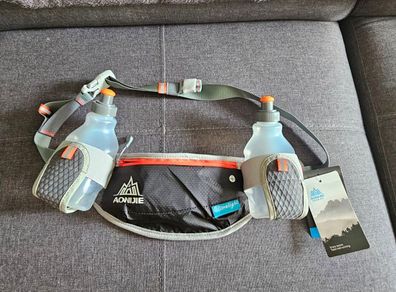 Running waist bag. Jogging. Trekking. Hiking. 2 water bottles included