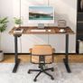 MASSIVE SALE Electric Standing Desk Height Adjustable 120 x 60cm Sit to Stand Desk Stand up Desk Computer Work Desk for Home Office Black Frame/Rustic Brown Table Top Image 2