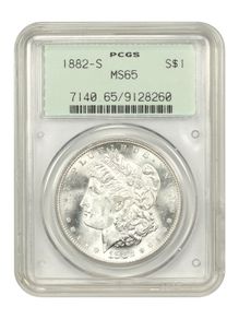 USA 1882-S Morgan 1 Dollar Coin PCGS MS-65