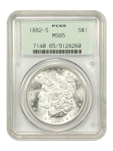 USA 1882-S Morgan 1 Dollar Coin PCGS MS-65