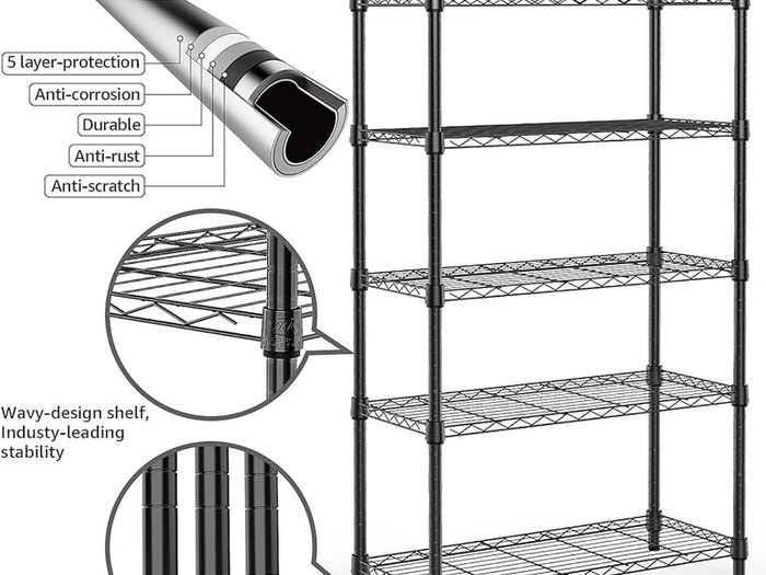 1250 lbs Storage Shelving Utility Shelving Unit 5-Tier Utility Shelving Unit Steel Organizer Wire Rack for Home,Kitchen,Office 35 x 60 x 158.7 cm