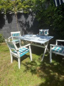 garden table and four chairs