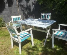 garden table and four chairs
