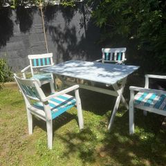 garden table and four chairs