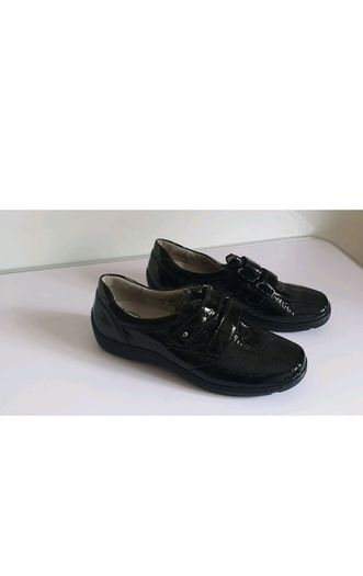 Waldlaufer Henni Black Patent Leather Comfort Shoes UK 3.5 Wide Fit BNIB  CAN POST