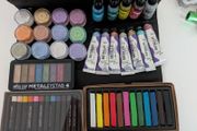 Art supplies - Oil pastels, soft Pastels,metallic Acrylic, Mica Powder, Alcohol ink, Metallic Eyeshadow