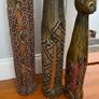 Set of 3 Hand Carved Wooden Cat Statues Image 9