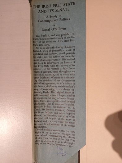 The Irish Free State and Its Senate by Donal O'Sullivan 1940 Edition