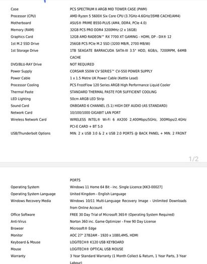Gaming Pc - Amd Ryzen 5 5600x And Radeon Rx 7700