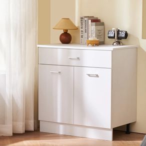 White Shaker Base Cabinet with Drawer Soft Close Doors and Adjustable Shelf
