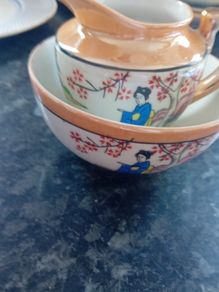 Japan Hand Painted Klimax Sugar Bowl And Creamer