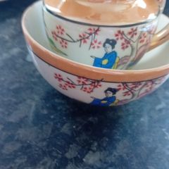 Japan Hand Painted Klimax Sugar Bowl And Creamer
