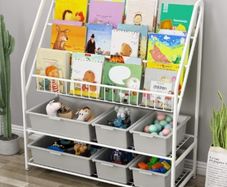 5 Tier Childrens Book Organizer, Kids Book and Toys Storage