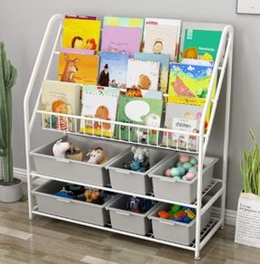 5 Tier Childrens Book Organizer, Kids Book and Toys Storage