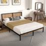 Double Bed Frame, Vintage Wooden Headboard, Metal Platform Base, Steel Slatted Support, No Spring Mattress Required Image 7