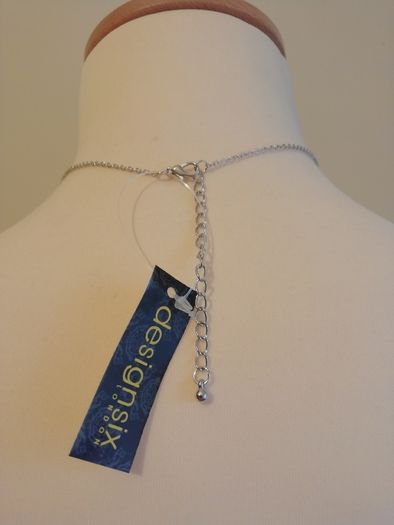 DesignSix London Mayford Necklace Silver & Navy New With Tags Lobster Clasp