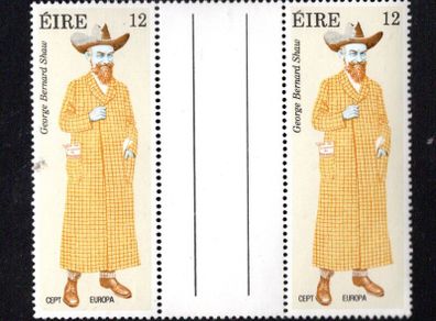 1980 Ireland Europa (Personalities) 12p George Bernard Shaw Commemorative Stamp Gutter Mint Never Hinged (MNH)