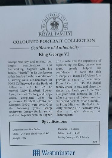 England  2010 George 6th Commerative Coin Uncirclated condition