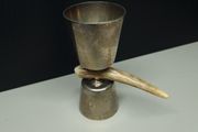 Vintage 1/2 OZ Shot Measure Cup Antler Handle Metal Goblet Made in England