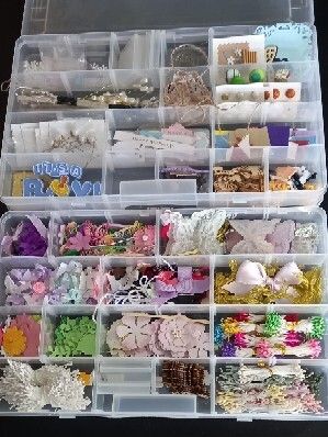 Job lot of Ribbon, Flat backed Pearls & Embellishments