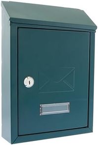 Avon Rear Entry Wall Mounted Galvanised Steel Lockable Weatherproof Post Box - Green - 21x30x7cm