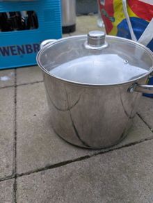 large stainless steel pot