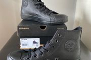 Converse Black Mono Leather High Top Shoes Size 4 UK NEW