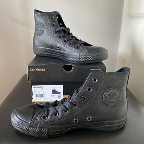Converse Black Mono Leather High Top Shoes Size 4 UK NEW