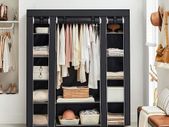 Portable Wardrobe, Foldable Closet, Clothes Storage Organiser with Hanging Rail, Shelves, Fabric Cover, for Bedroom, Cloakroom, 150 x 45 x 175 cm