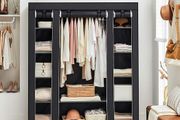 Portable Wardrobe, Foldable Closet, Clothes Storage Organiser with Hanging Rail, Shelves, Fabric Cover, for Bedroom, Cloakroom, 150 x 45 x 175 cm