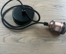 Black cord and copper Ceiling light fittings (4x15each)