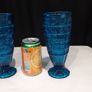 A pair of blue/deep turquoise glass vases Image 3