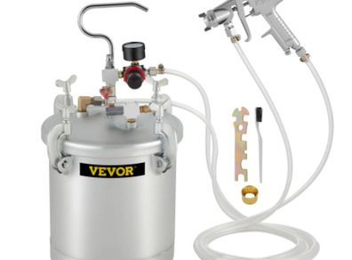 2-1/2 Gallon Pressure Feed Paint Tank Pot Spray Gun Sprayer System Air Fluid Hoses for House Keeping or Commercial