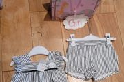 Baby's Dress &amp; Panties Set Age 3-6 Months with Soft Toy Rattle &amp; Gift Bag