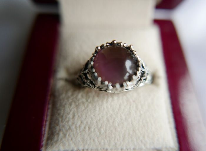 Vintage 925 sterling silver rose quartz & beryl ring 3,58g size P1/2