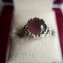 Vintage 925 sterling silver rose quartz & beryl ring 3,58g size P1/2 Image 2