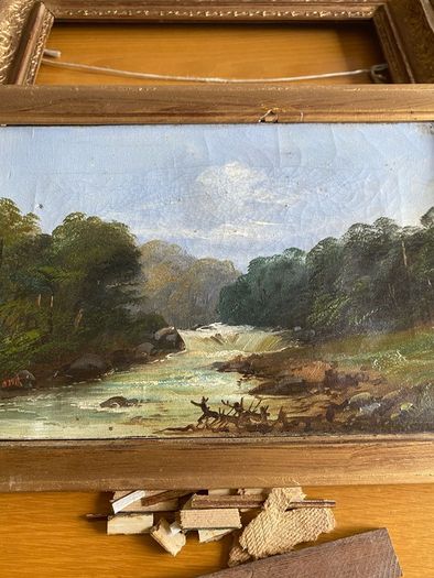 Small 19th Century Oil on Canvas in Gilt Frame