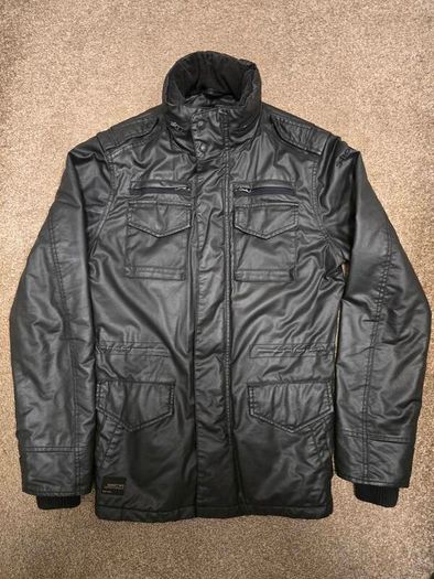 Schott NYC Grant M85-237-04 Black Waxed Parka / Field Jacket Mens