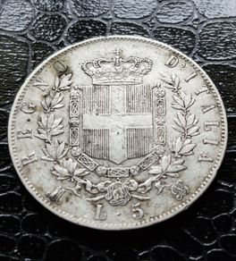 1875  M-BN Italy  5 Lire - Victor Emmanuel II Silver coin