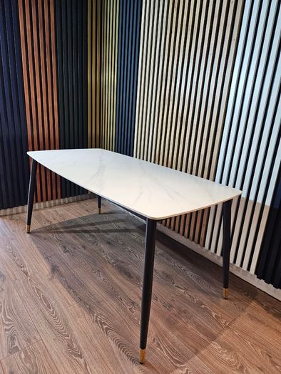 Stone/Ceramics Dining Table with Gold Ends