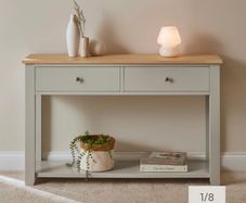 Linen Grey 2 Drawer Console Table