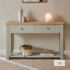 Linen Grey 2 Drawer Console Table