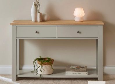 Linen Grey 2 Drawer Console Table