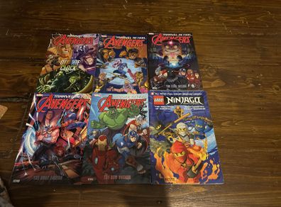 comics - 5 marvel action avengers and 1 ninjago