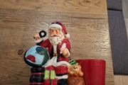 Santa Ceramic Flashing Light plays tunes and small plant holder