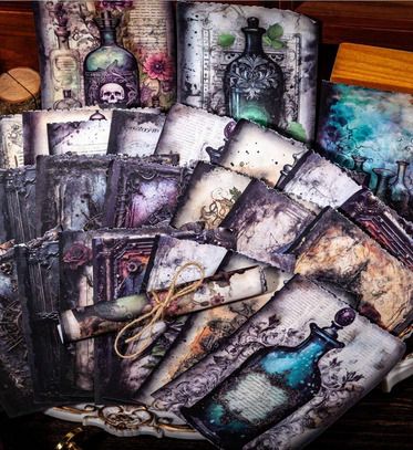 Witchy Notebook with Potions & Lotions - great for hand-made photo frame backgrounds, home decorations, diaries, journals, etc